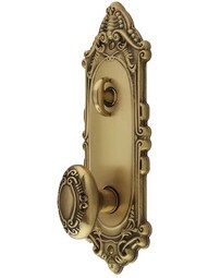 Largo Design Door Set with Matching Knobs and Thumb Turn with in Antique Brass.